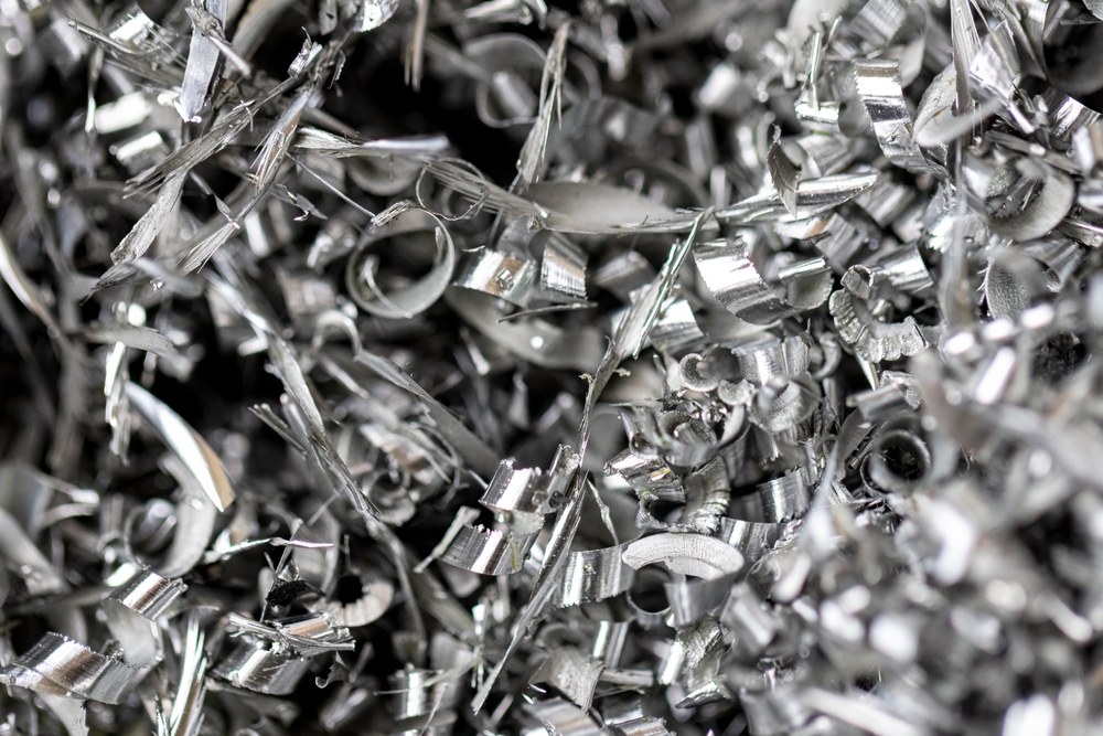 Scrap,Metal,Bin.,Tiny,Shreds,And,Shavings,Of,Aluminum,And